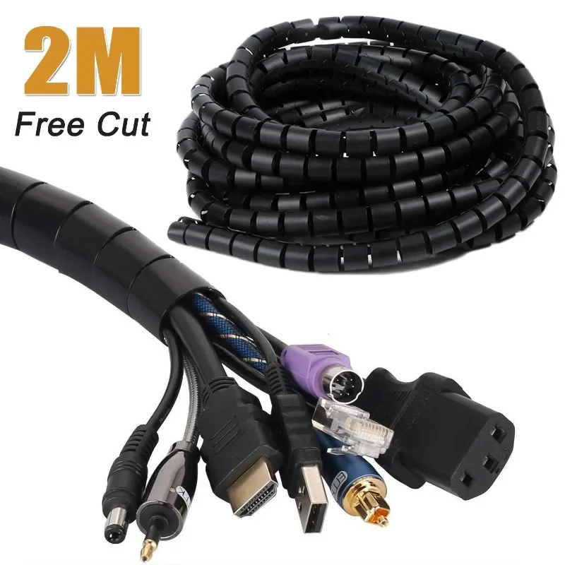 Cable Management Sleeve with Zip Clip Flexible Expandable Cord Tube Bundler Home Office Wire Concealer for PC TV Computer Cinema