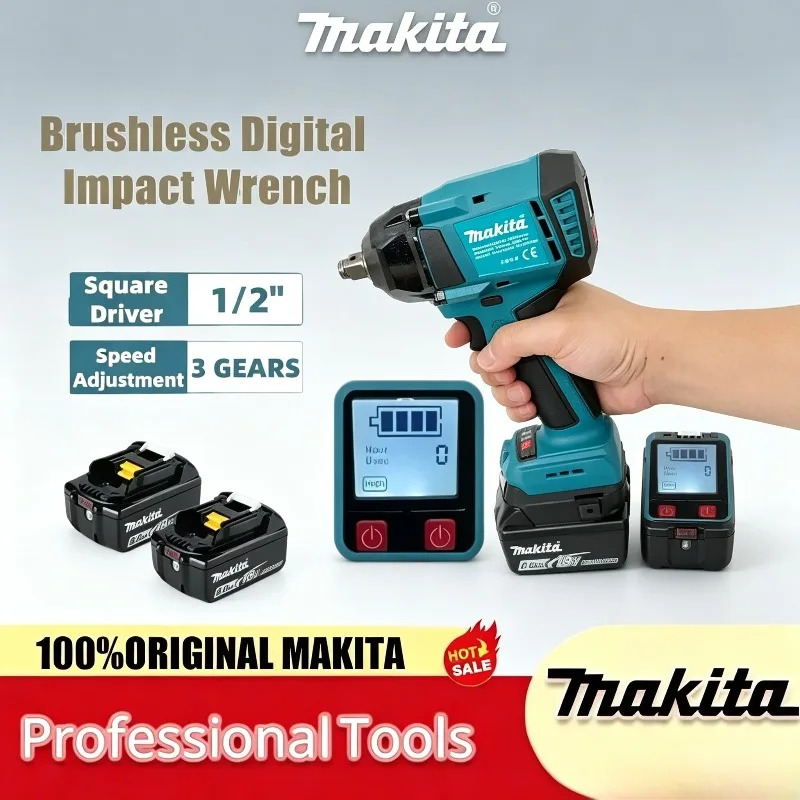 

Makita Cordless Electric Torque Wrench Brushless Digital Display Electric Impact Wrench 1/2 Inch Screwdriver Power Tool for 18V