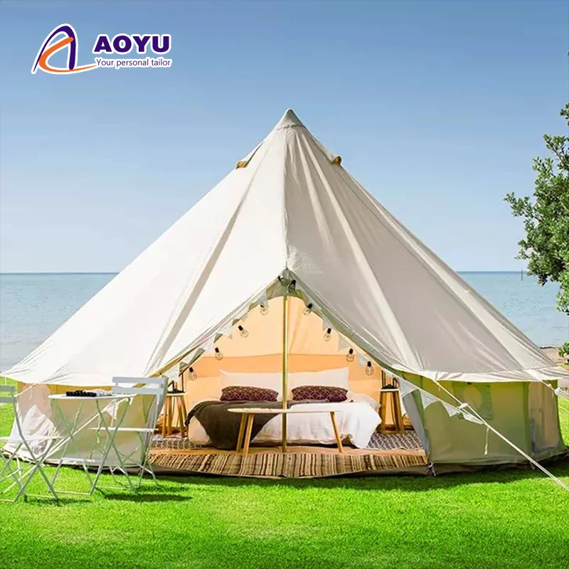 

Outdoor Camping Yurt High Quality Cotton Canvas Tent Hotel Emperor Bell Tent 5m Luxury