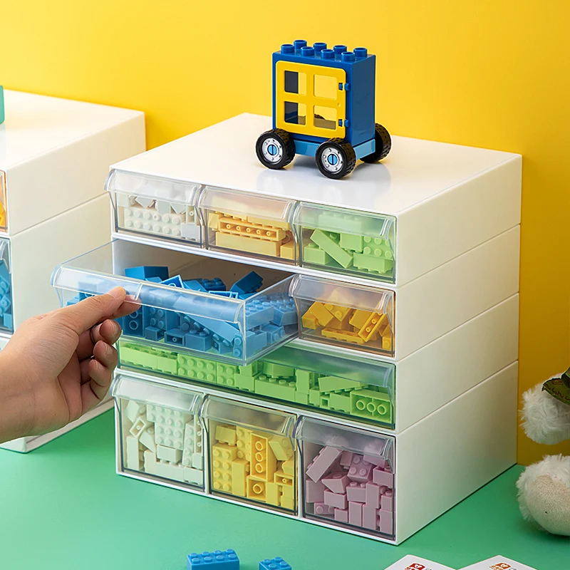 Desktop Drawer Storage Box Stackable Building Blocks Organizer Transparent Lego Toy Sundries Organizer Bins Home Cosmetics Boxes