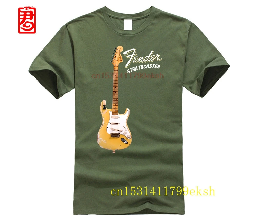 100% Cotton Print Shirts customized T-shirt YNGWIE MALMSTEEN Stratocaster Electric Guitar T-Shirt Black