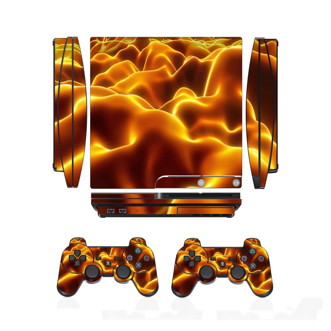 ملصق جلدي من الفينيل Fire 1552 لهاتف Sony PS3 Slim PlayStation 3 Slim و2 ملصقات جلود وحدة التحكم