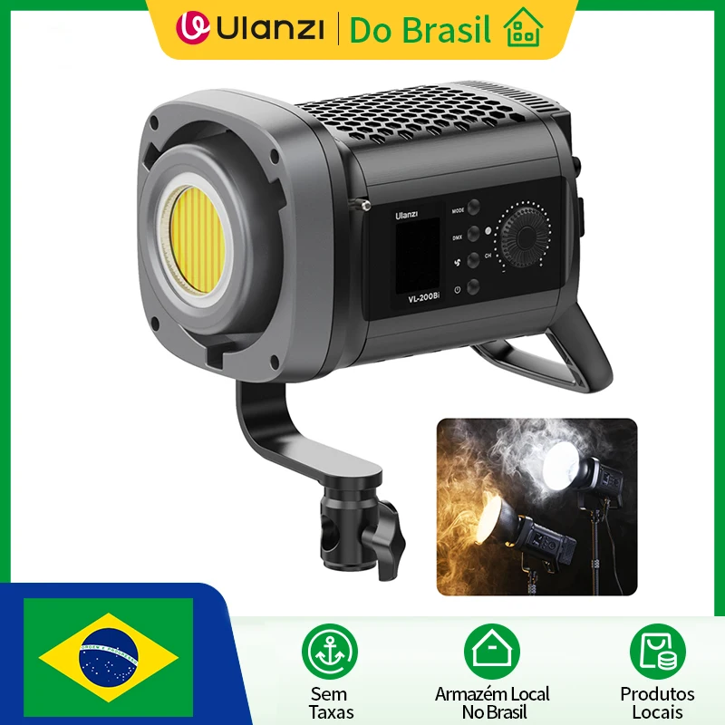 Ulanzi VL-200Bi 200W V-Mount COB Light Controle de aplicativo sem fio 2700K-6500K Luz de vídeo para Skit Vídeo Fotografia