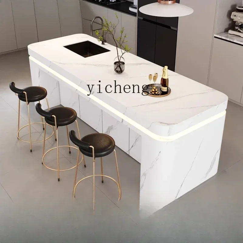 Rock Slab Bar Villa Large Flat Island Dining Table Integrated Household Kitchen Upside Down With SinkD18