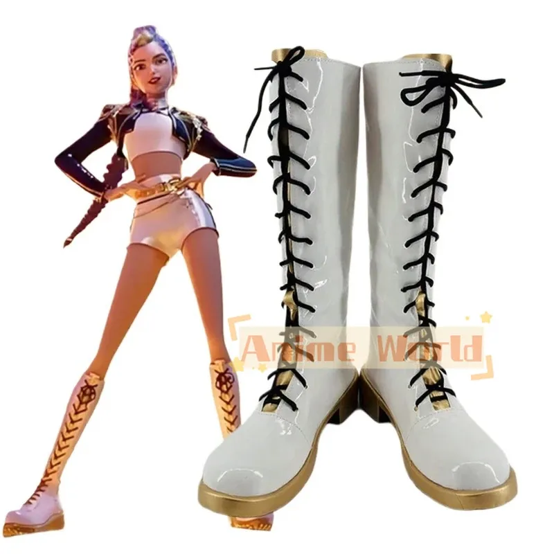 

Anime KPop Demon Hunters Rumi Zoey Mira Cosplay Costume Shoes White Handmade Faux Leather Boots Adult Children Boy Girl
