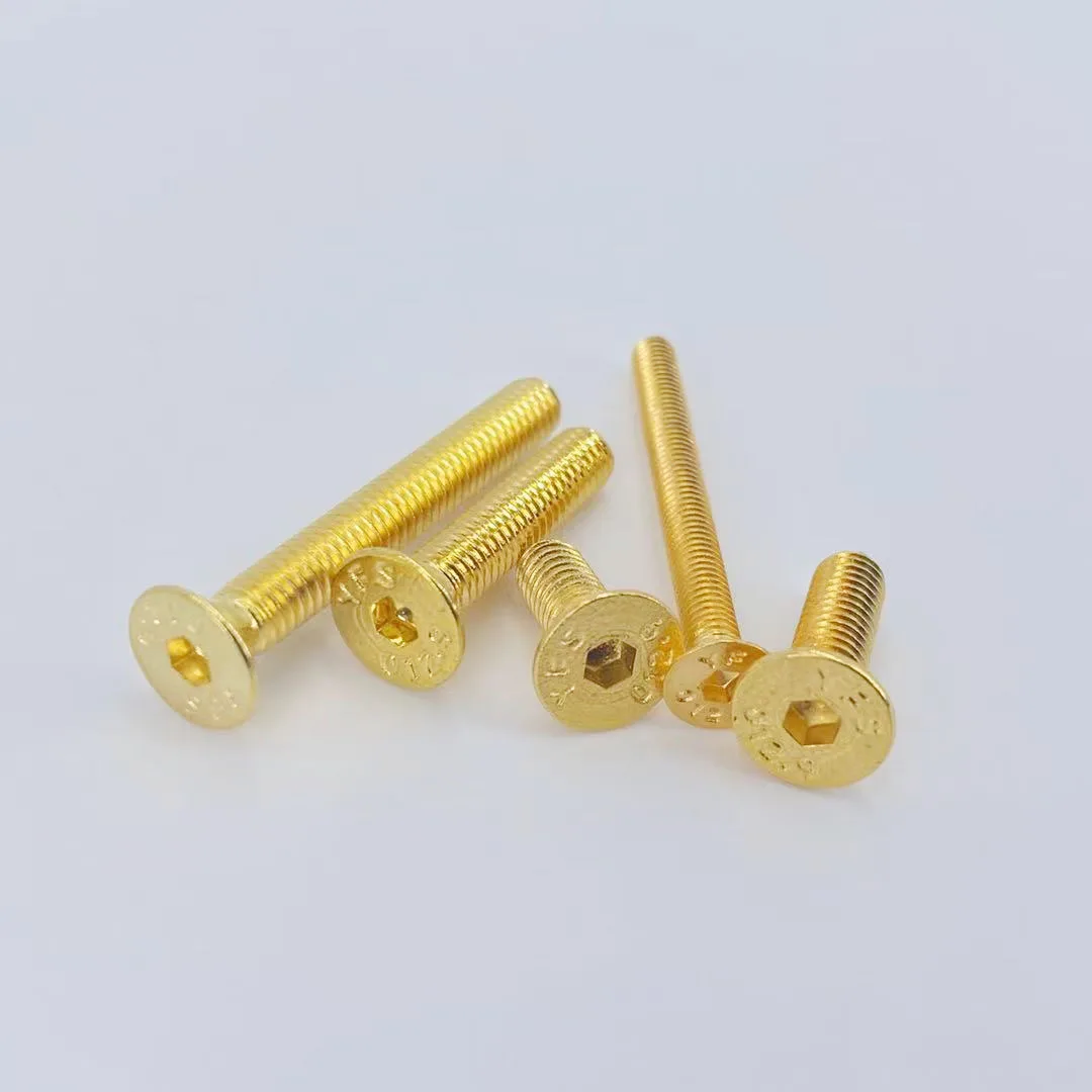20pcs M2 M2.5 M3 M4 M5 Countersunk Flat Head Hex Hexagon Socket Screws Alloy Steel Titanium Plating Gold Screw Length 4-35mm