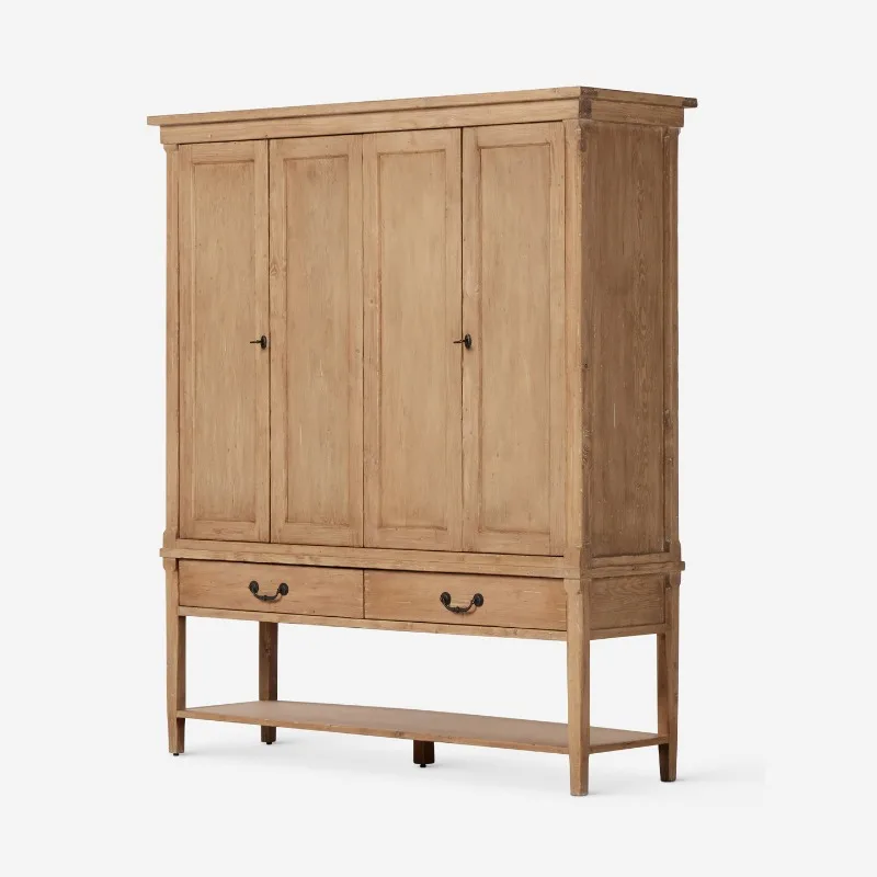 

French medieval side cabinet, entrance cabinet, American solid wood retro , artistic display