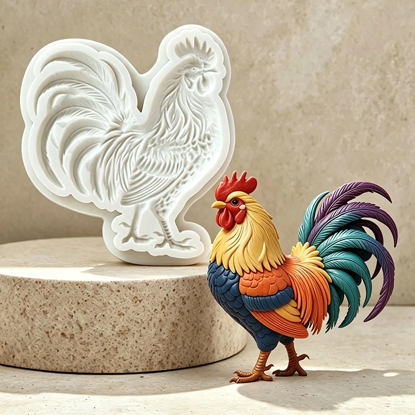 Rooster Silicone Mold for Sugarcraft Resin Cupcake Baking Fondant Cake Decorating Tools