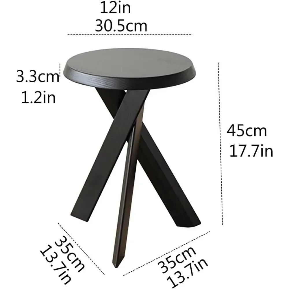 Round Coffee Table, Solid Wood End Table Center Cafe Table Rustic Sofa Side Table With Stable Crossed Triangle Legs