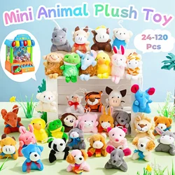 24-120Pcs Mini Plush Animals Toys Set Cute Small Stuffed Animal Keychain Jungle Animal Decor Goodie Bag Basket Fillers for Party