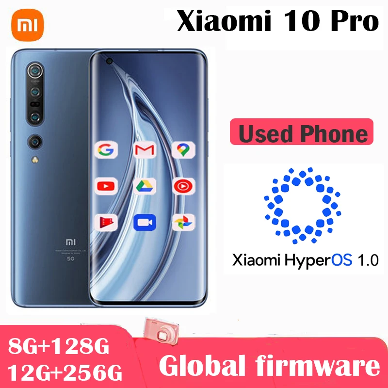 Xiaomi 10 Pro Smarphone Mi 5G HyperOS 1.0 Snapdragon 865 Cellphone 108 MP Camera 4500mAh Battery Android Phone used phone
