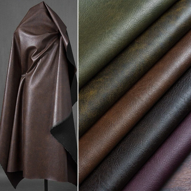 

Retro Vintage Distressed Leather PU Leather Fabric for Jackets Windbreakers Smooth Waterproof Handmade Bag Diy Sewing Cloth