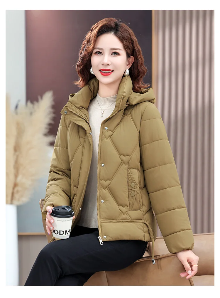 Winter Warm Thick Hooded Puffer Coat for Women L-4XL Windproof Russian Cold Weather Snow Jacket Middle Aged Mom Outerwear Cozy