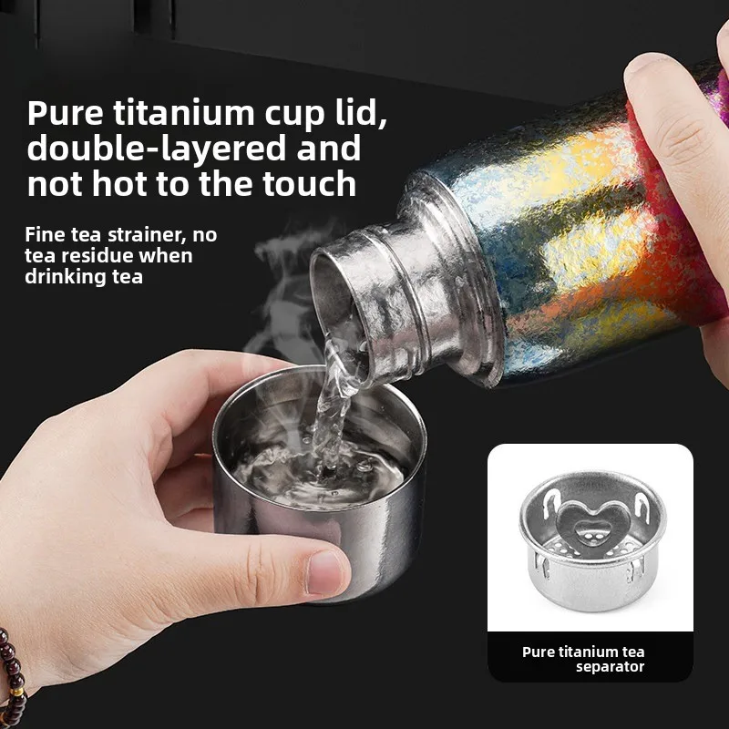 Pure titanium magnetic suction high-end thermos cup high value large capacity water cup portable tea cup gift box