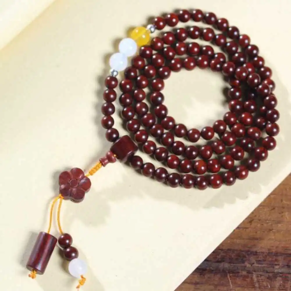 8MM Red Sandalwood beads Cuff Mala Buddha Lucky Bracelet spread Chic Christmas Bless Spirituality Chain Fancy Pray Souvenir