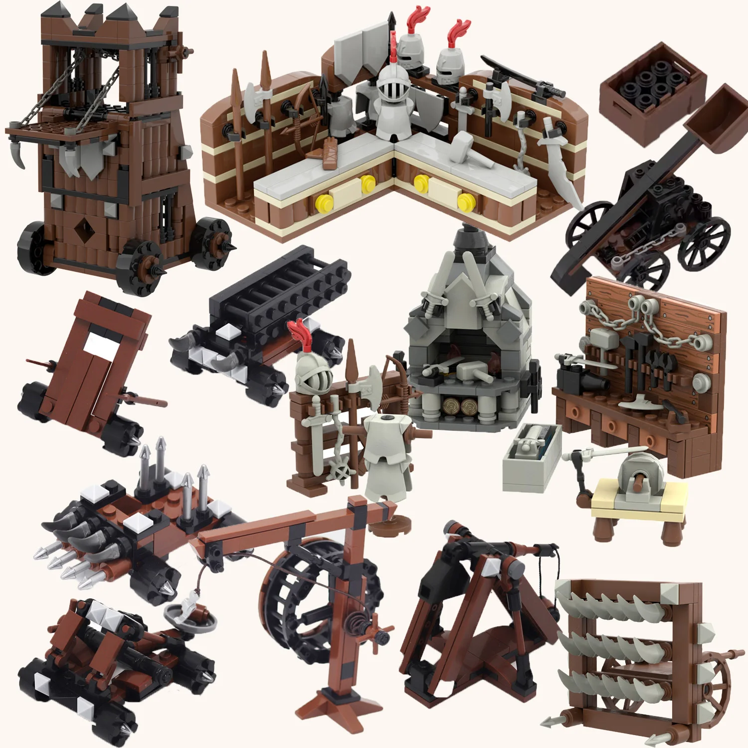 Medieval Castle Siege Weapons Building Blocks Siege Engine Cannon Car Weapon Catapult Crossbow MOC Assembly Bricks Toys