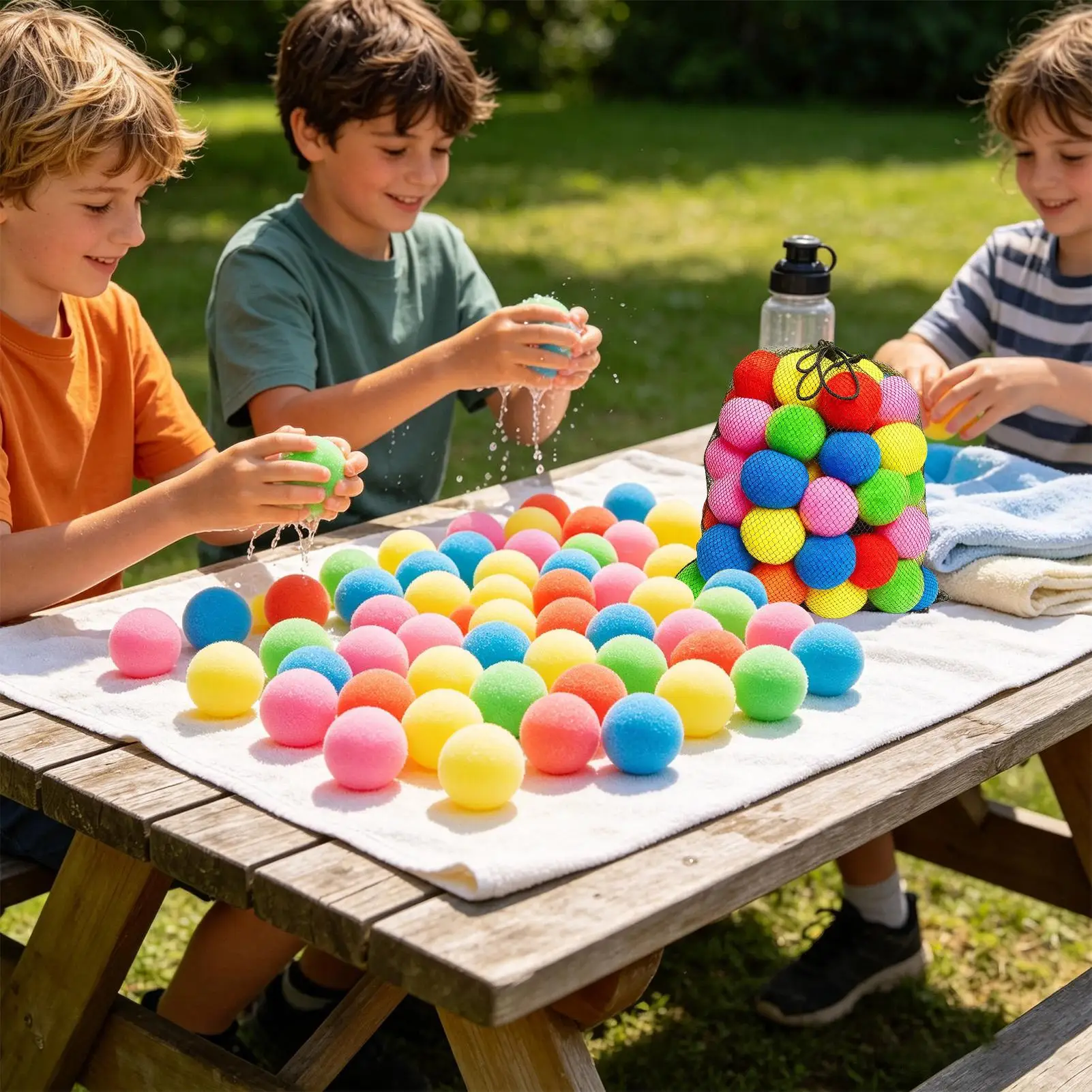 Water Balls For Kids 60 Pieces Refillable Reusable Sponge Toy 9 Colors Pool Water Balls For Kids Summer Outdoor Party Backyard