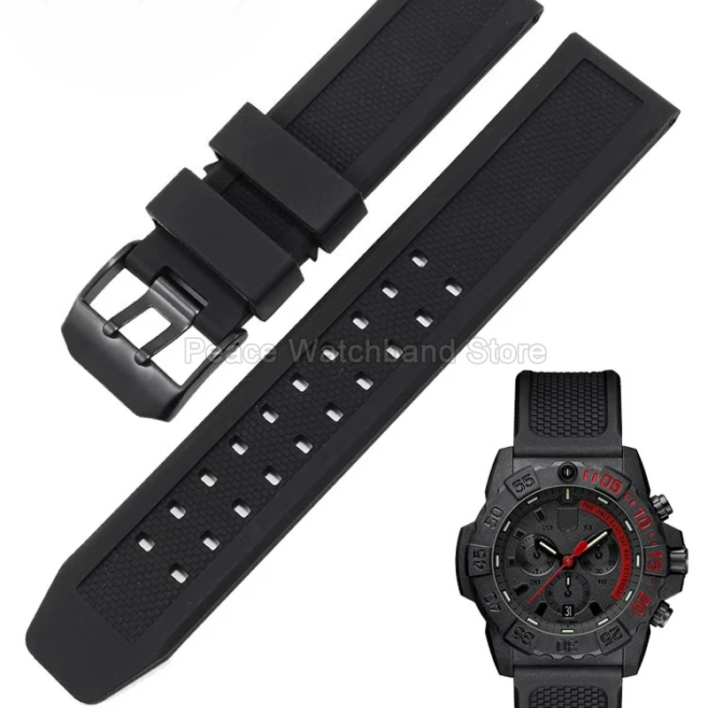 Para ​ ​ Luminox 7251 8800 3051 Correa de reloj de silicona Blanco Azul oscuro Naranja Interfaz plana Accesorio de reloj asequible de moda ​ ​