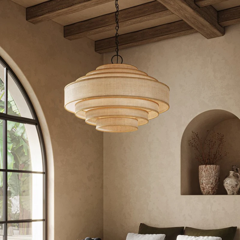 

Large Decorative Pendant Light Made of Natural Lafite Grass Material Retro Restaurant Homestay Lobby Front Desk Pendant Light