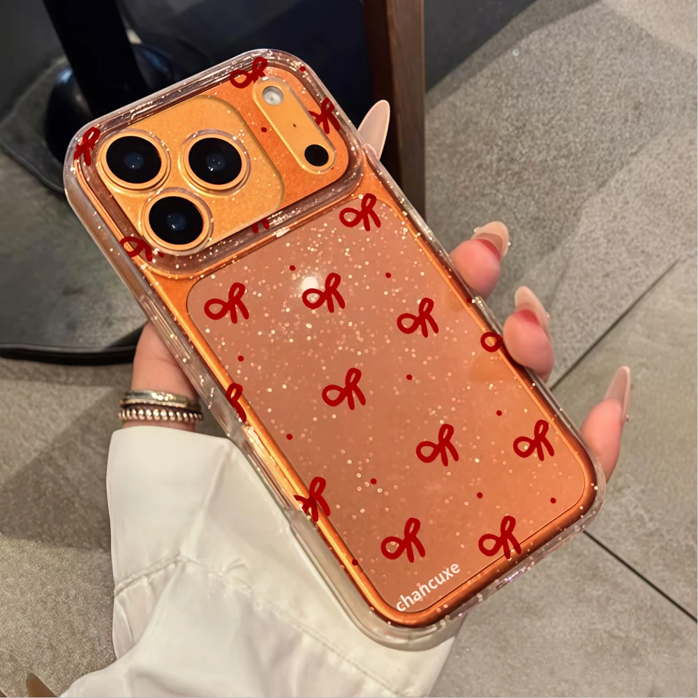 Simple cherry Flowers Clear Glitter Phone Case For iPhone 17 15 13 16 12 11 14 Pro Max 17 Air XR X 16e Cases Shockproof Cover view 4