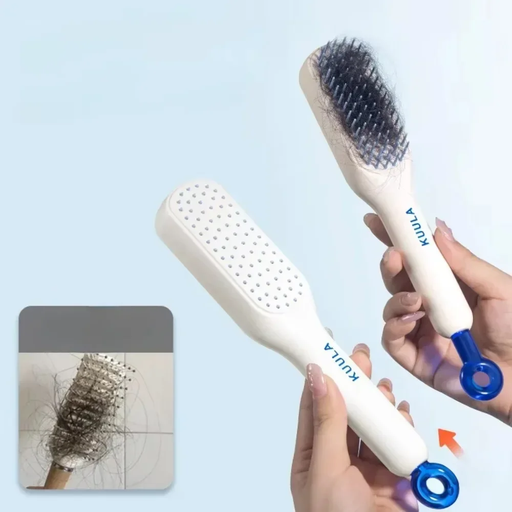 Self-cleaning Hairbrush One-pull Massage Brush Retractable Rotating Lifting Self-cleaning HairbrushSafety Airbag Massage