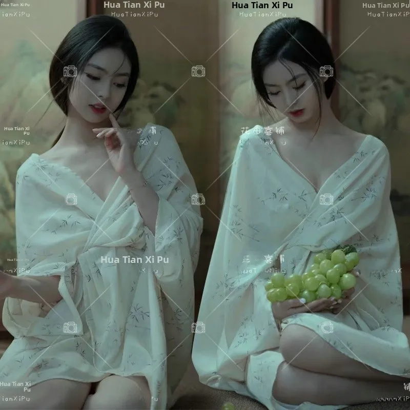 

Новый костюм для фотосессии в китайском стиле: одежда для фотосъемки в студии, фон в холодных тонах, акварельный рисунок, женский костюм для фотосъемки