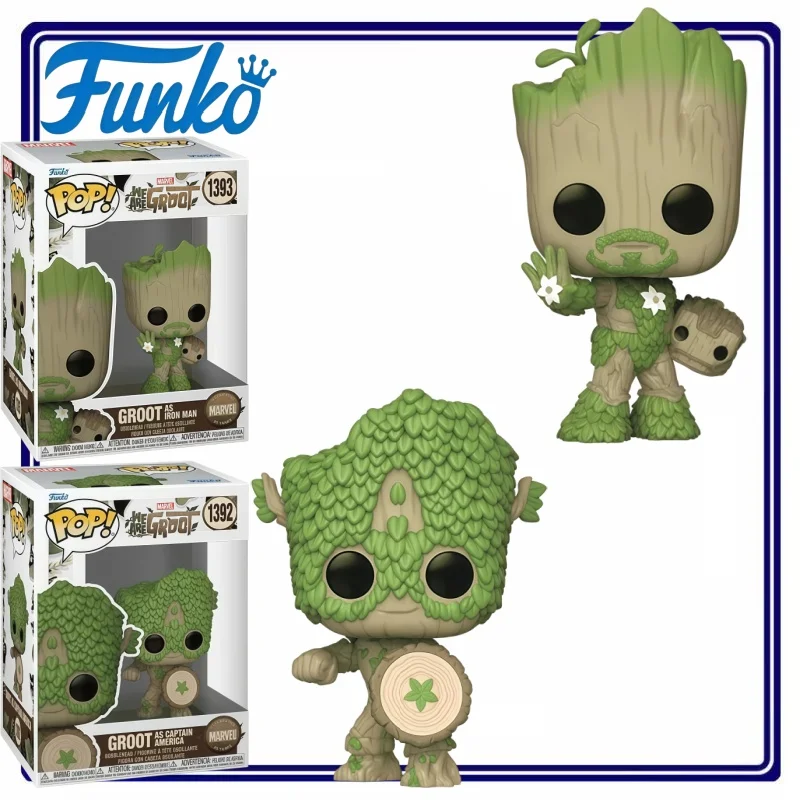 Figura Coleccionable de Vinilo Funko Pop Marvel We Are Groot Guardianes de la Galaxia Capitán América Iron Man, Decoración de Escritorio, Regalo para Fans