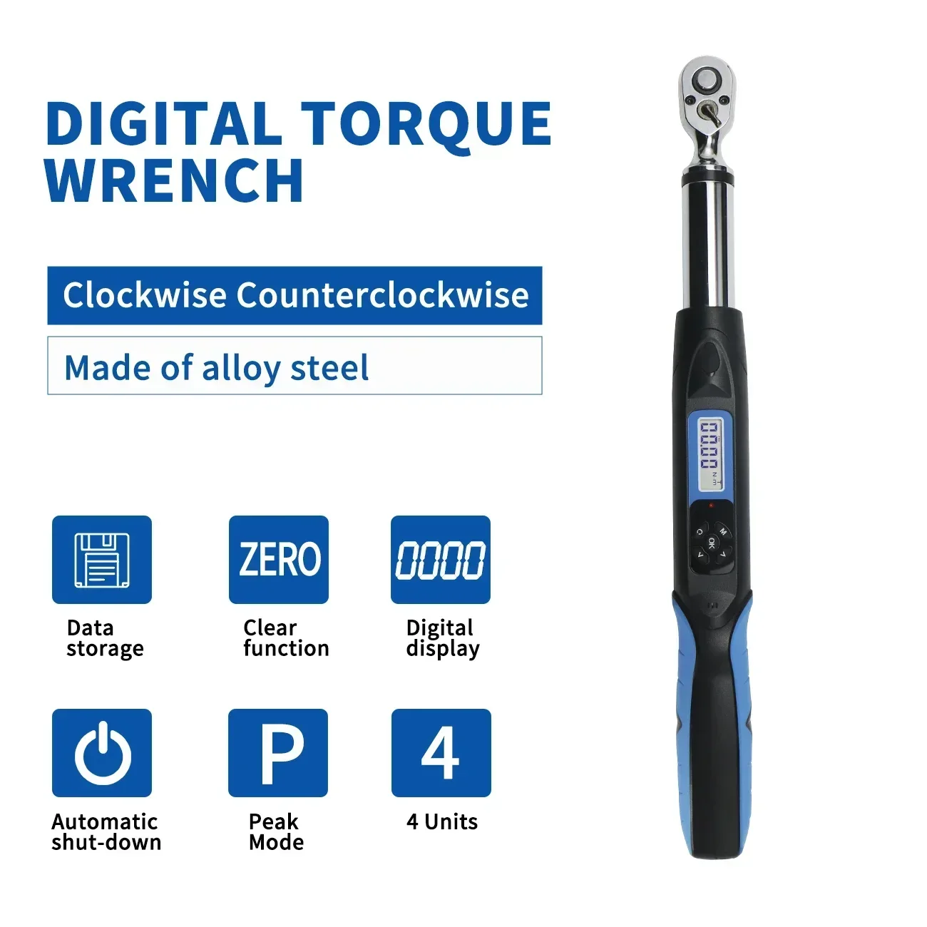Shahe Llave dinamométrica digital grande de 3/4" Llave dinamométrica electrónica ajustable con zumbador y flash LED ± 2,5% AWG de alta precisión