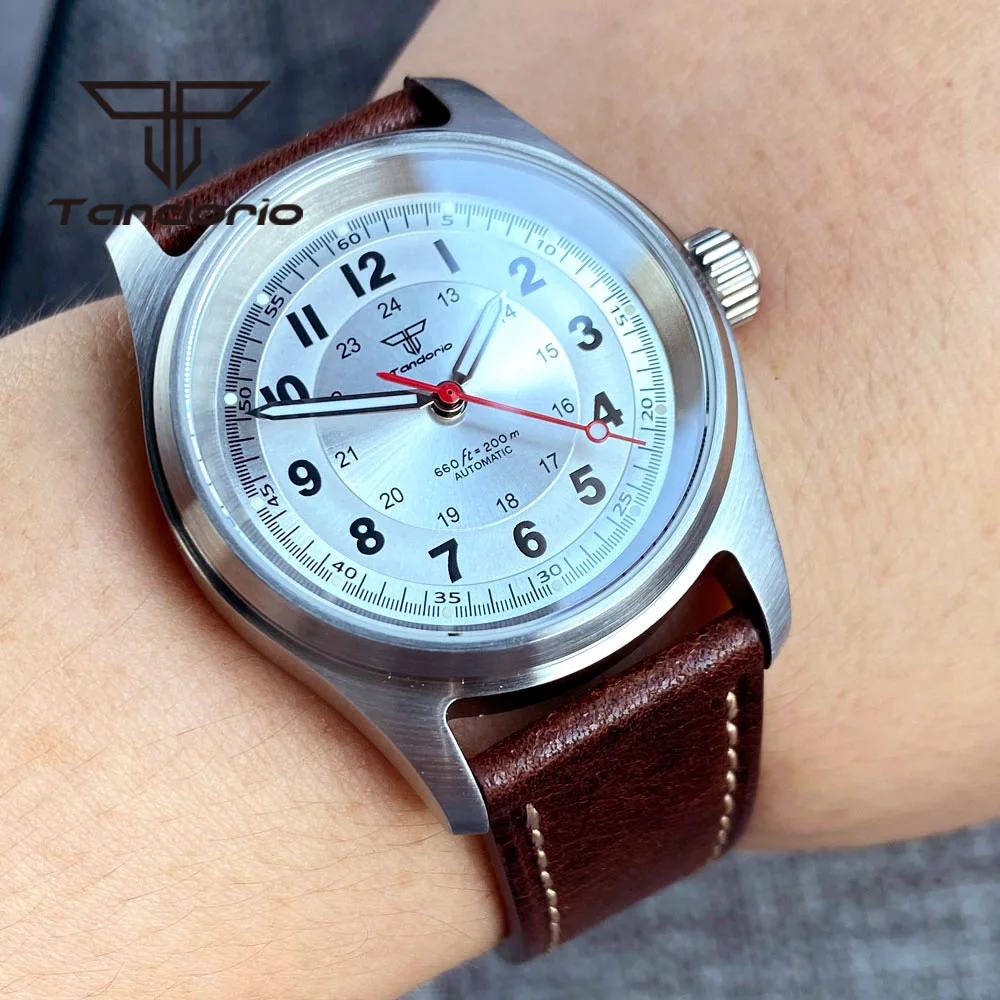 Tandorio 36 mm modische 20BAR automatische Tauchfliegeruhr für Herren und Damen NH35/PT5000/Miyota8215 Movt Saphir-Armbanduhr, grüne Lume – Detail 11