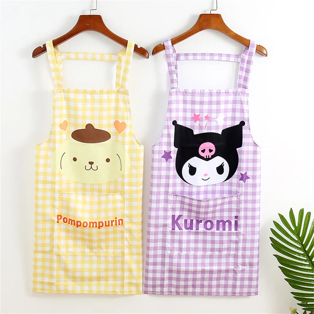 Sanrio Apron Hello Kitty Cinnamoroll Kuromi Meloyd Kitchen Cute Waterproof Ladies Cartoon Simple Cleaning Household Item Tool