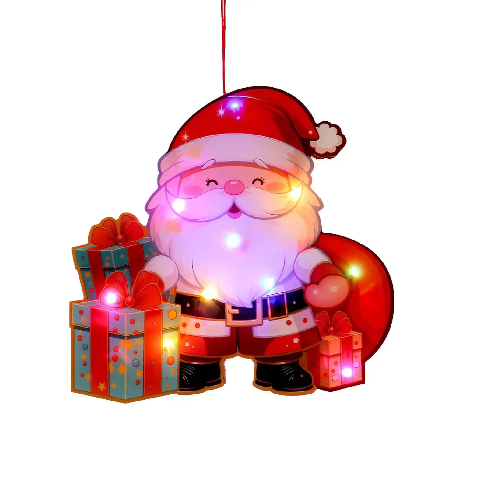 Santa Claus illuminated door decoration, Christmas home DIY lights, snowman scene decorations, 1* Door Hanging Decoration for