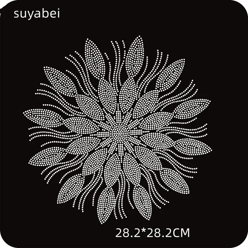 Big flower sticker transfers design iron on transfer patches hot fix rhinestone transfer motifs fixing rhinestones