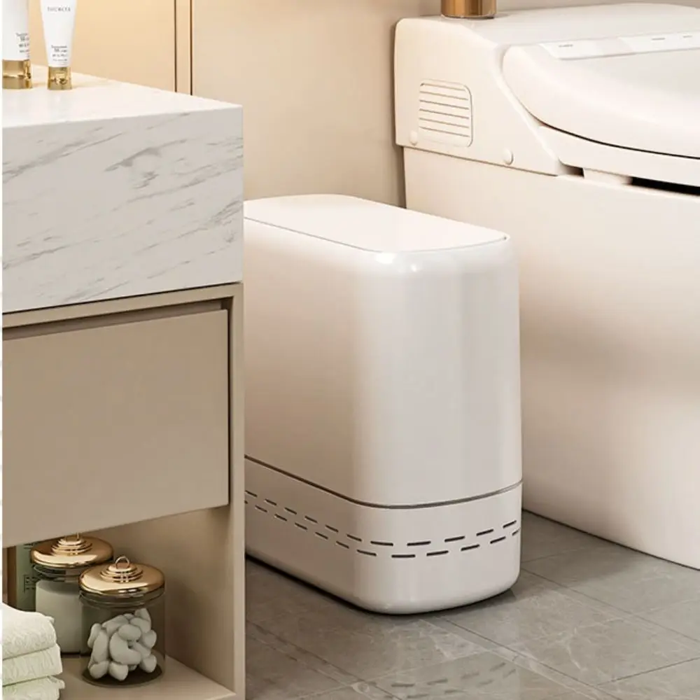 

Dustbin Thickened Trash Can Storage Bucket with Lid Waterproof Bin Wastebasket Light Luxury Desktop Garbage Bin Bathroom