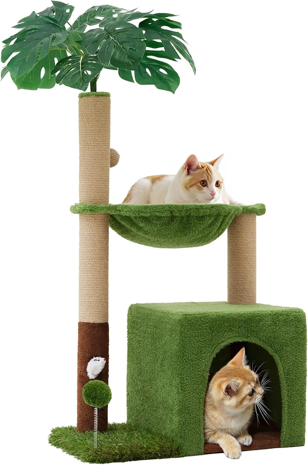 

37" Cat Tree Tower for Indoor Cats，2-in-1 Multi-Functional Comfort with Premium Sisal Scratching Post, Cat Cando with M