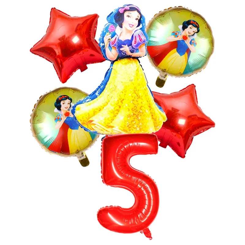 6 pz/set Disney Snow White Theme 32 pollici Red Number Balloons Girls Happy Birthday Party Decorations Baby Shower Toy Balloons