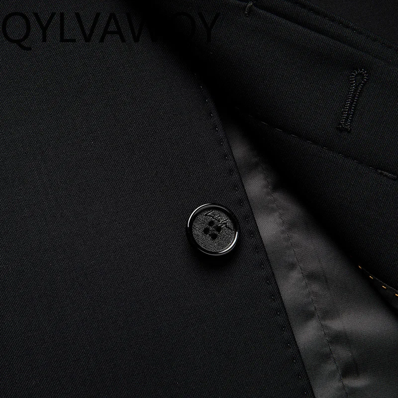 QYLVAWOY 69%Polyeste الرجال ربيع الخريف جديد عادية منتصف العمر أبي فضفاض خندق معطف منتصف طول سترة الرجال ملابس خارجية LJ2131