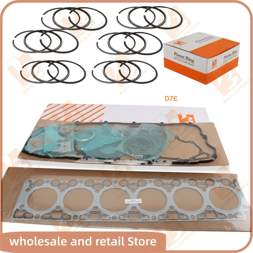 

D7E Full Gasket Kit Set For Volvoo Engine 6 Cylinders Piston Ring 108*3DK+2+3.5mm Overhaul Rebuild Kit Spare Parts