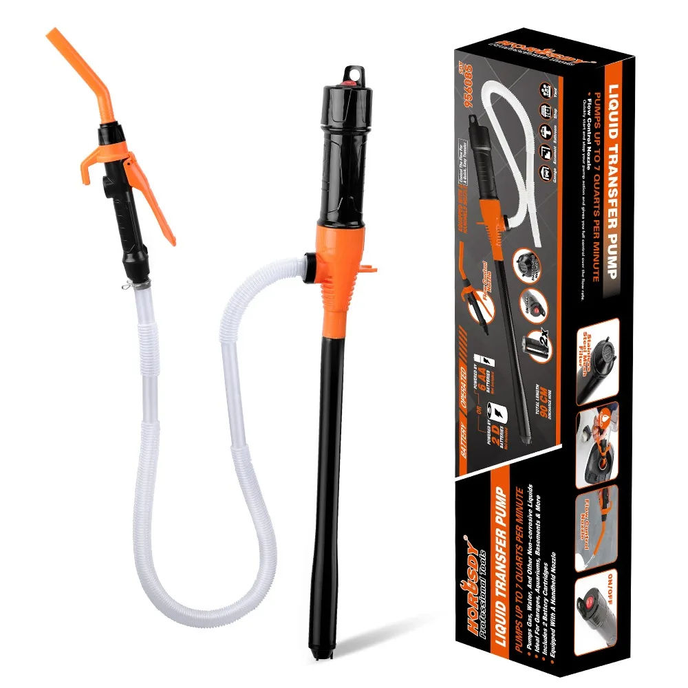 

Portable electric oil pump, car fuel tank pumping tool, battery driven with nozzle, efficient and safe