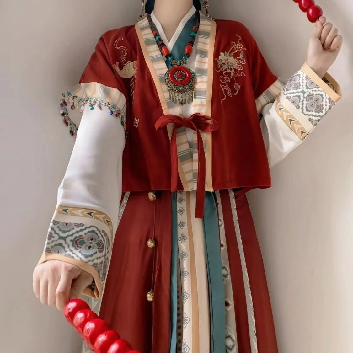 

Autumn And Winter Lolita Kung Fu Roll Cute Chinese Vintage Plate Button Short Top Long Sleeve Princess Style Dress