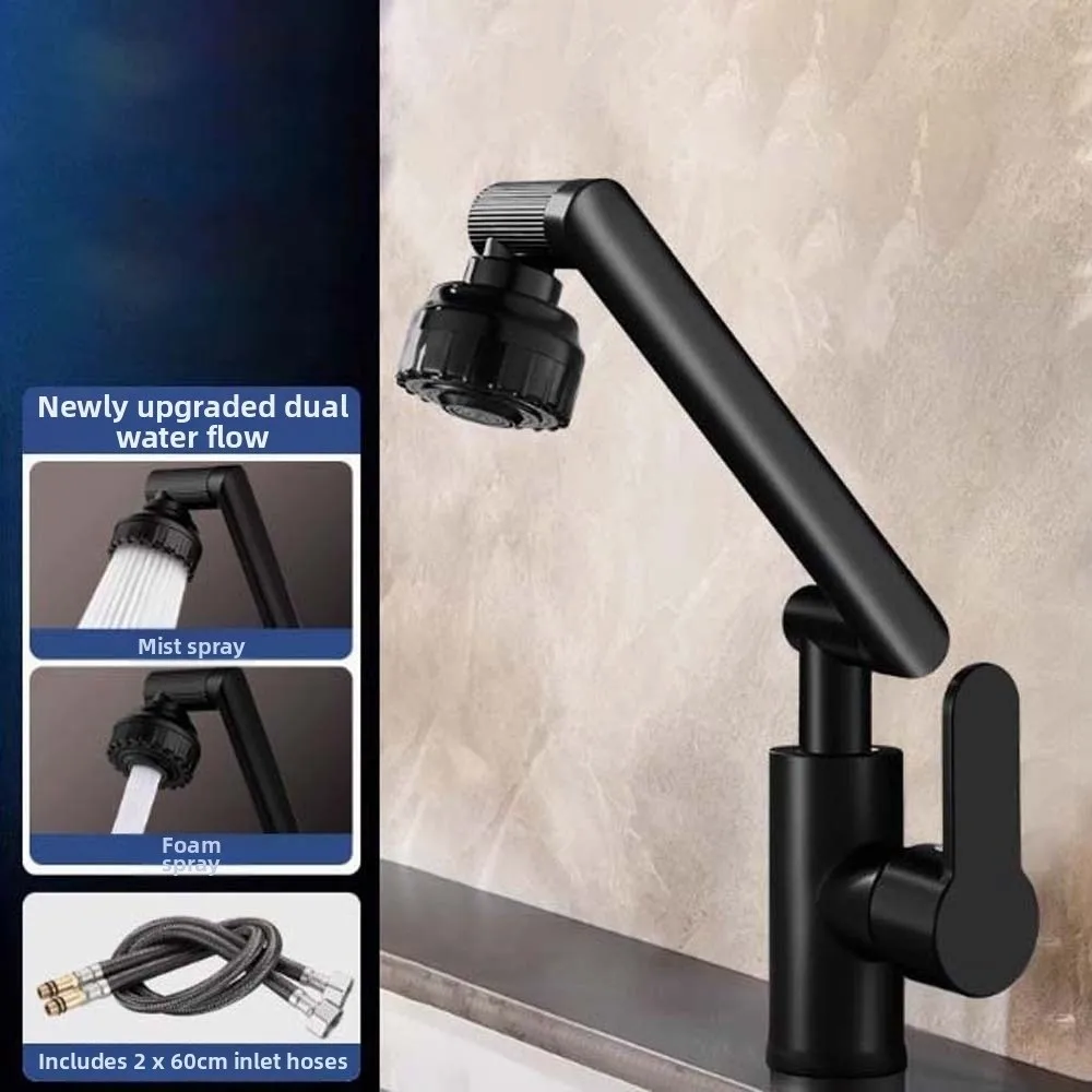 

Universal Robotic Arm Faucet Adjustable Water-Saving Dual Mode Faucet Ceramic Valve Core Flexible 360°Rotating Bibcock Washbasin