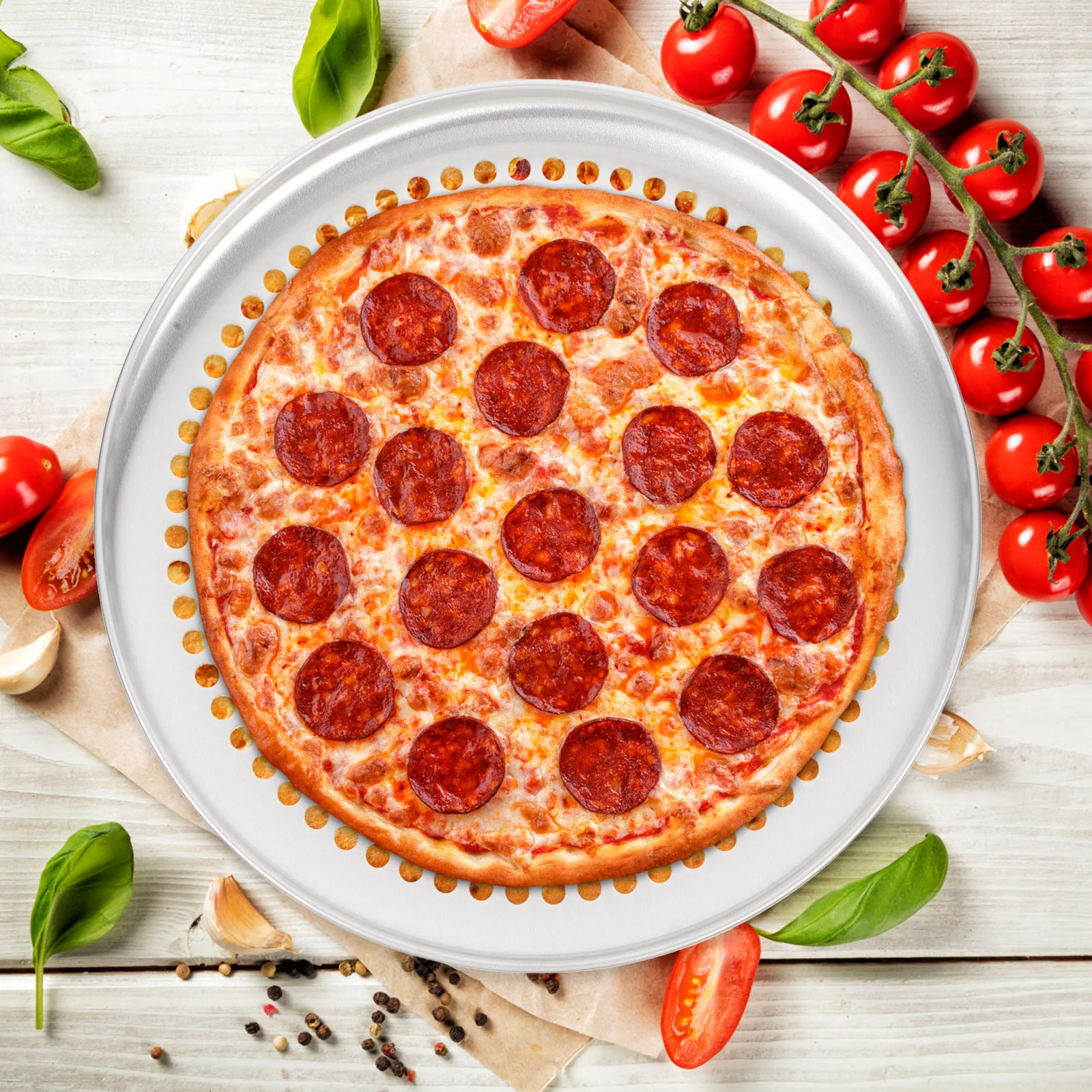 

9Inch Pizza Pan Aluminum Alloy Perforated Baking Sheet Nonstick Round Oven Tray For Cake Pastries Grilling Kitchen Baking