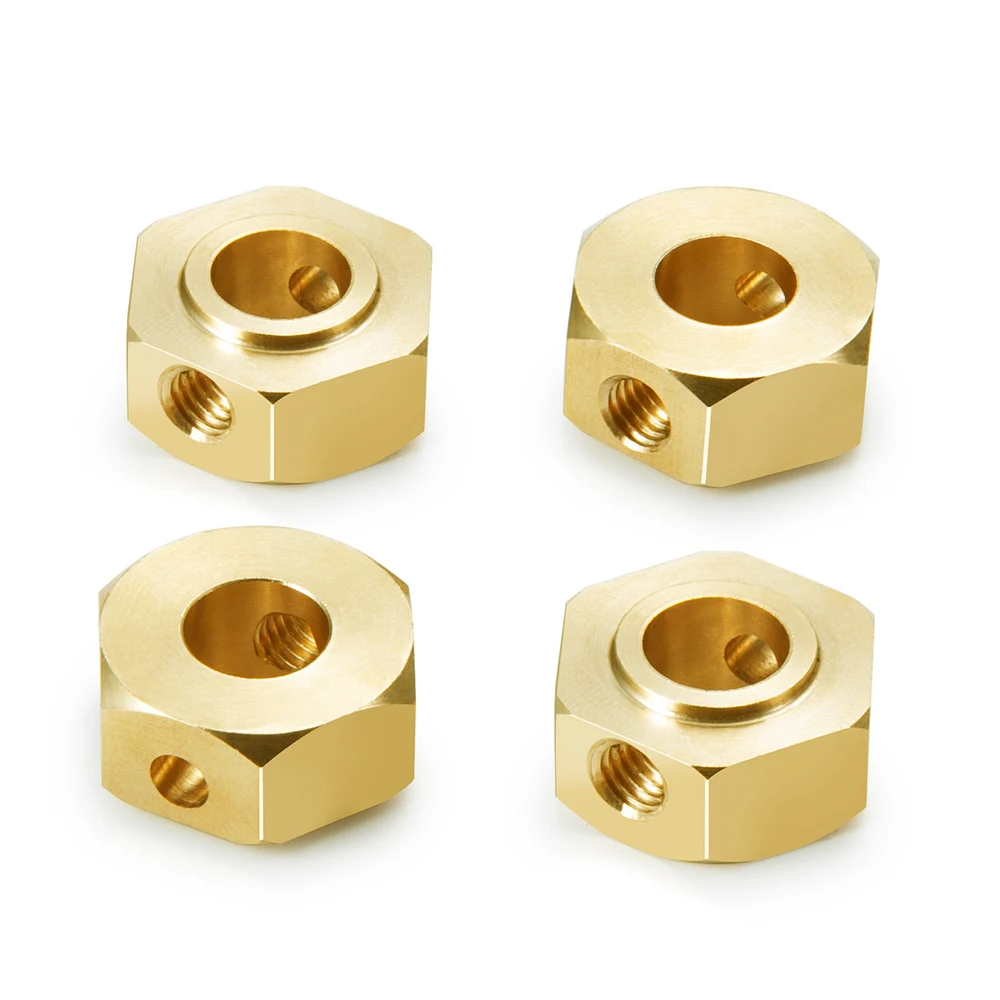 MIBIDAO 4Pcs Brass Hex Adapter Counterweight for Axial SCX6 AXI05000 Wrangler AXI05001 Trail Honcho 1/6 RC Car Upgrade Parts