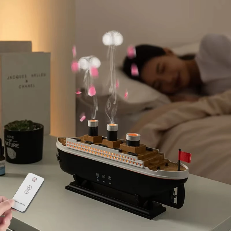Titanic Ship Model Air Humidifier Home 250ml Remote Control Essential Oil Jellyfish Ring Spray Aroma Diffuser Humidifiers