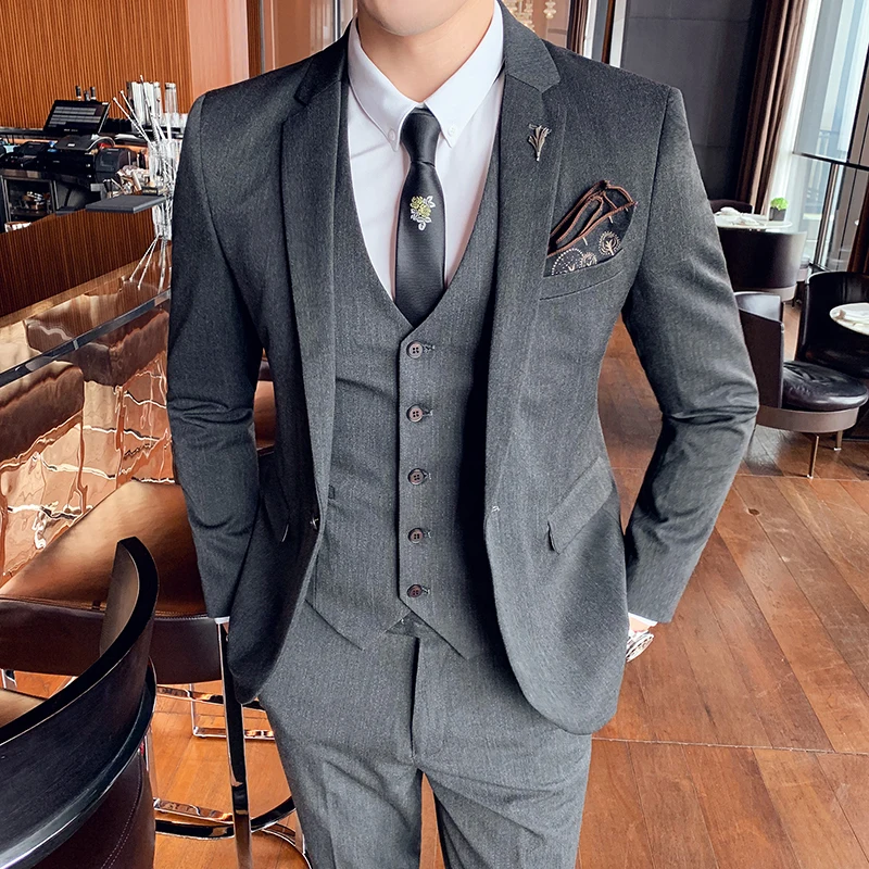 

H11 Suit men's suit handsome Korean style trendy slim suit jacket groom wedding dress groomsman suit