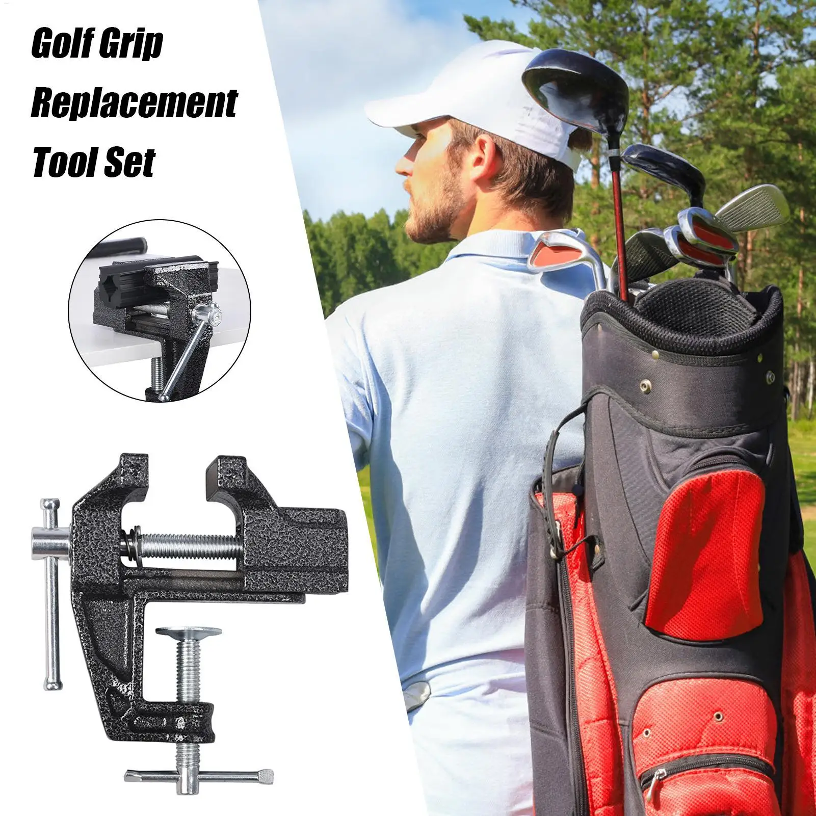 

Golf Regripping Kit 4 Pieces Golf Club Grip Vise Clamp Kit Portable Remover Tool Replacement Sleeve For Standard Carbon Shaft