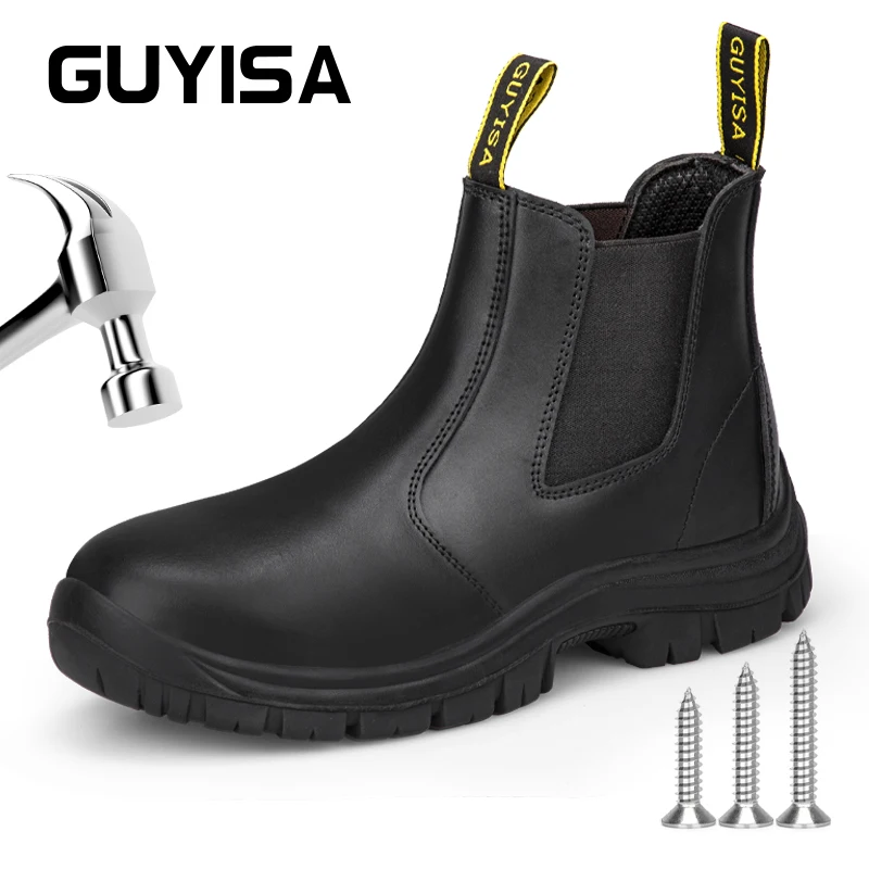 GUYISA Black Chelsea Safety Boots Prevent Mechanical and Electronic Static Electricity Wear Resistant CN size36-47