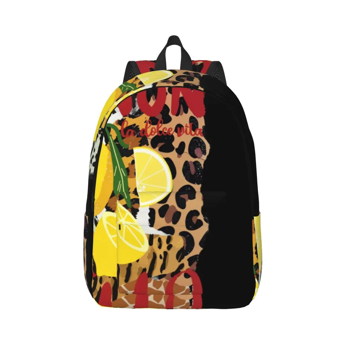 Cute Backpack Center Limoncello Lemon Animal Print Italian Trendy Collage Yellow Red B Fun Bookbag for Girls Boys Teens School