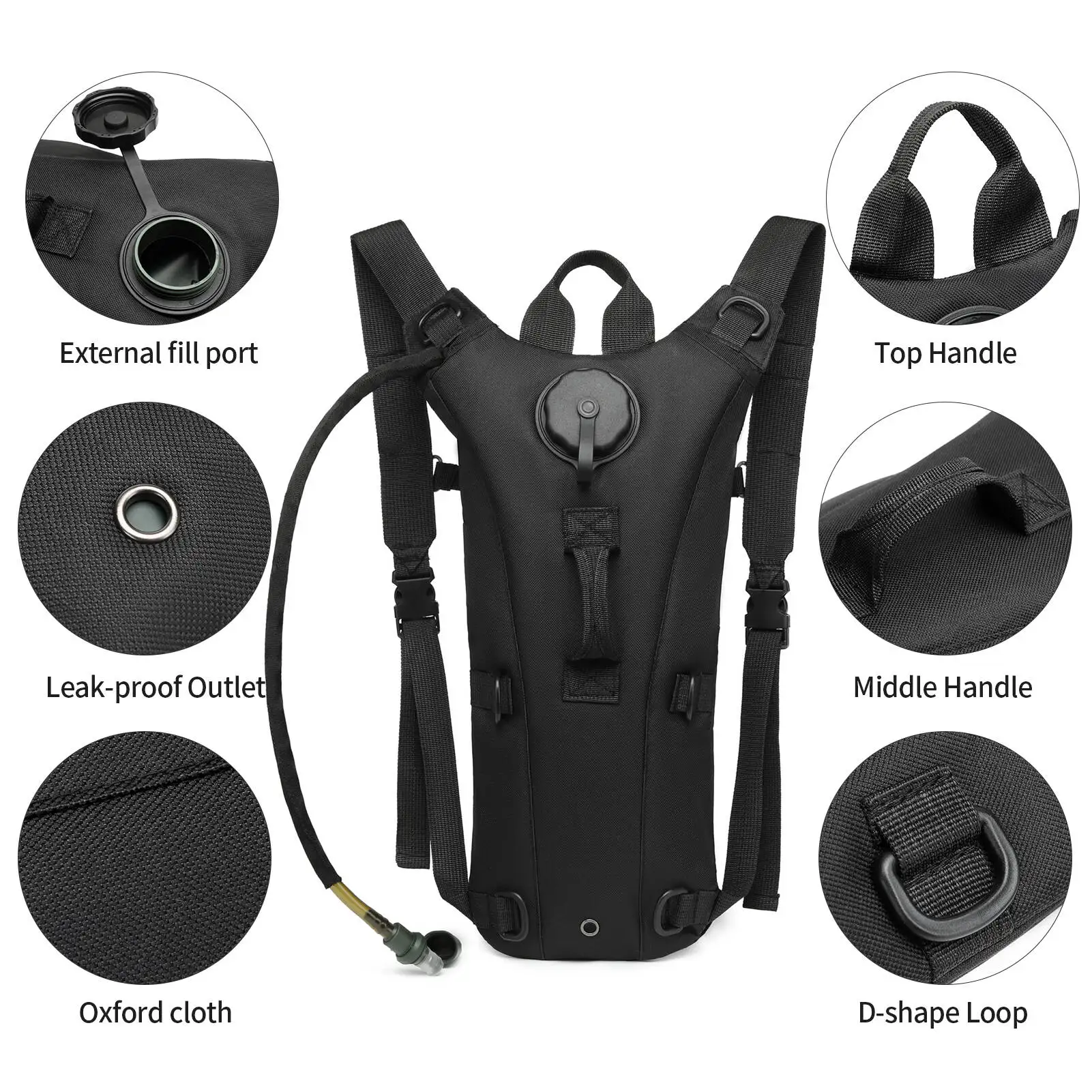 Tactical Water Hydration Pack - Military Class Camel Backpack With 3L Leakproof Water Bladder For Running, Jogging, Cycling