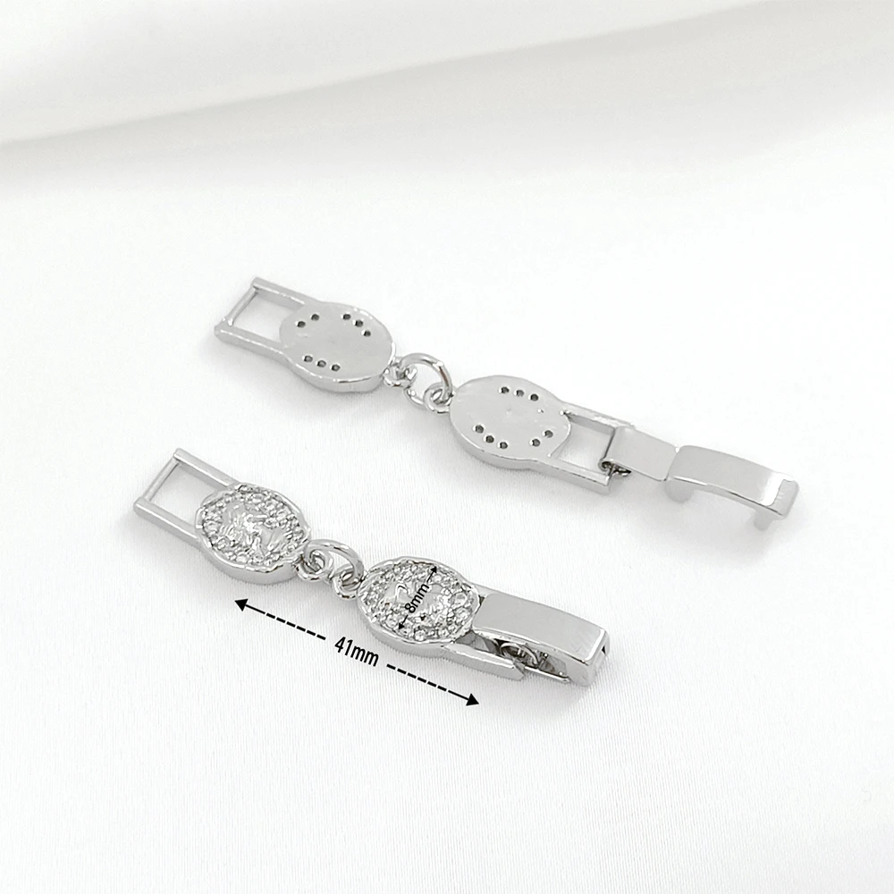 2 Pieces Brass Coated with Gold Zircon Inlay Extend The Chain DIY Jewelry Making Necklace, Bracelet, Watch Accessory Materials
