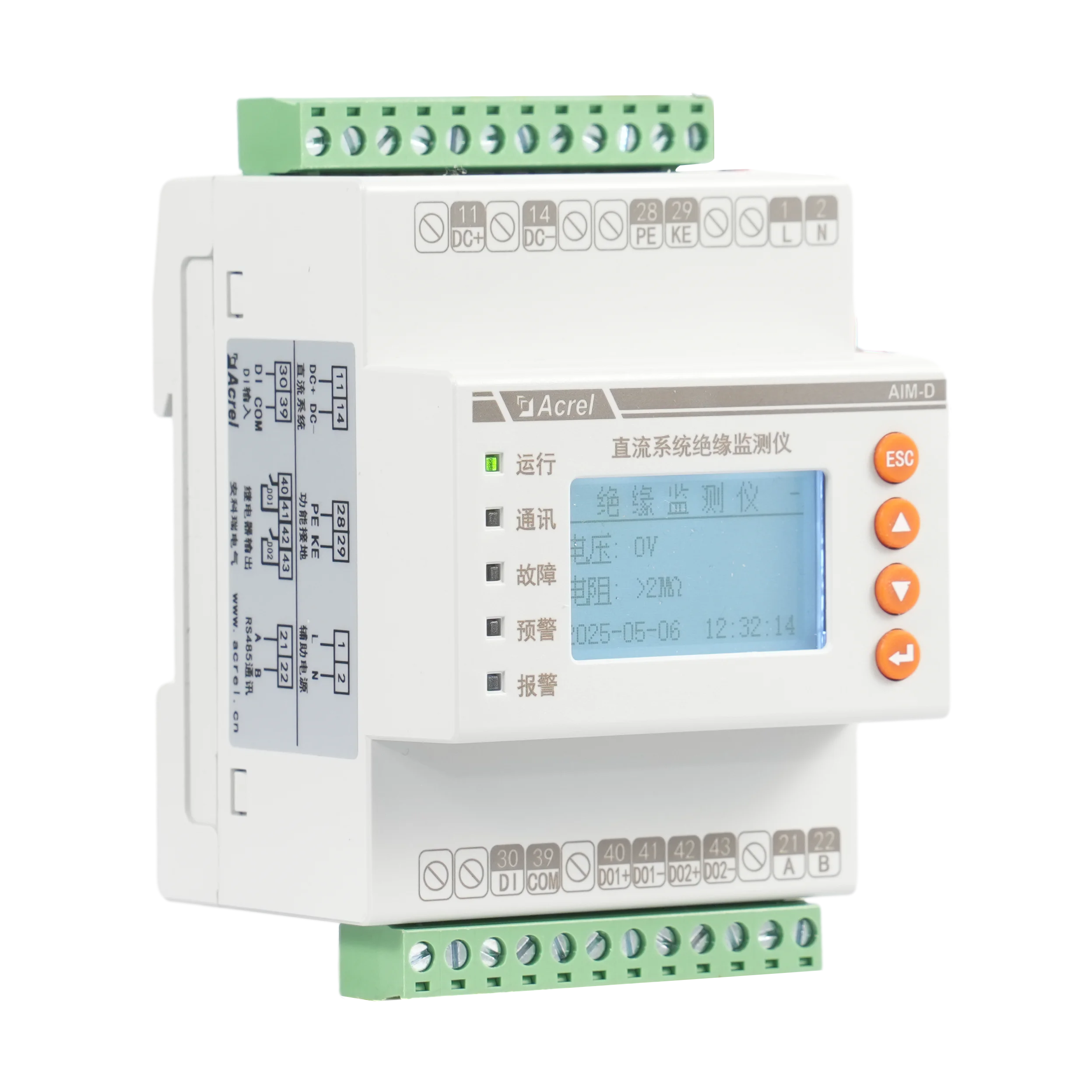 

Acrel DC50~400V Insulation Monitoring Device AIM-D500-CA LCD DC Din Rail Insulation Monitor for EV Charging Pile